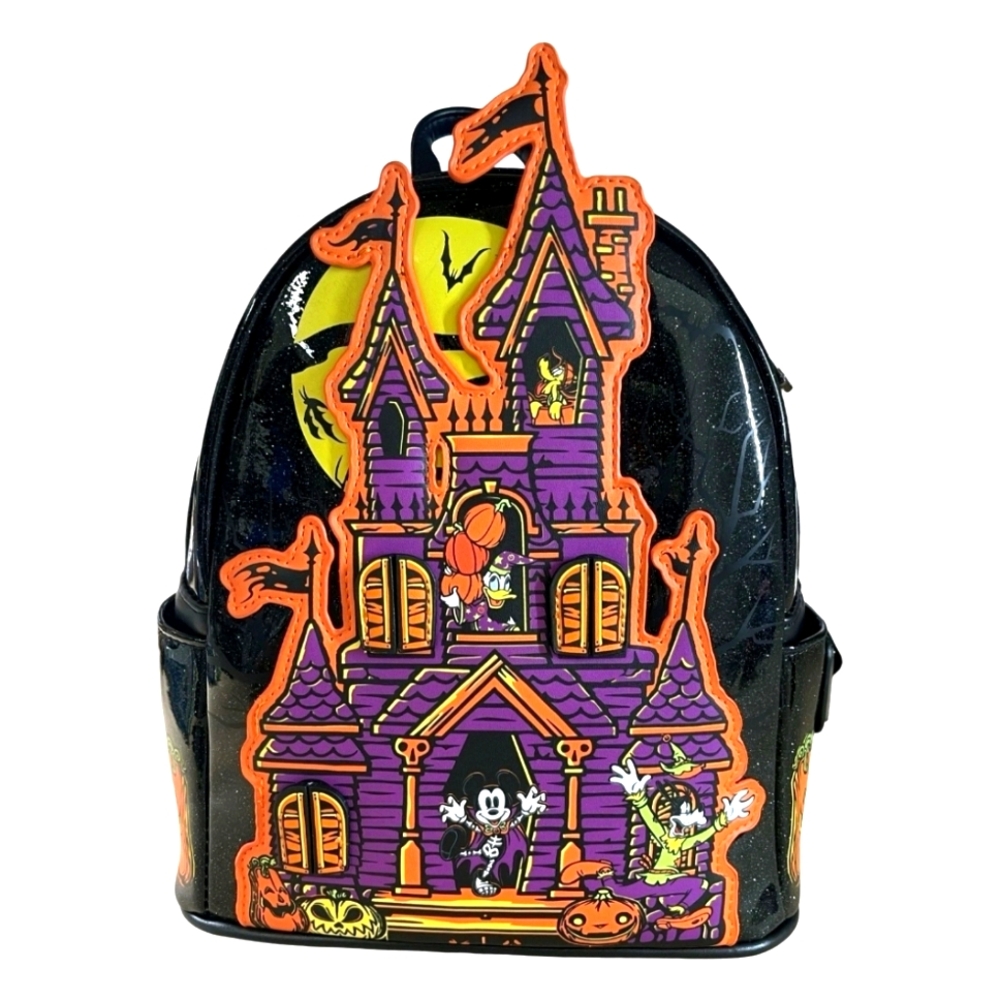 DisneyParks Halloween Loungefly Mickey & Friends Haunted Castle Backpack GITD